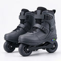 Charcoal grey commuter electric skates, studio pair shot